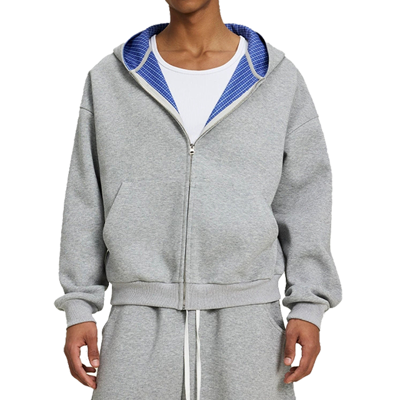Plaid Double-Sided Zip Hoodie