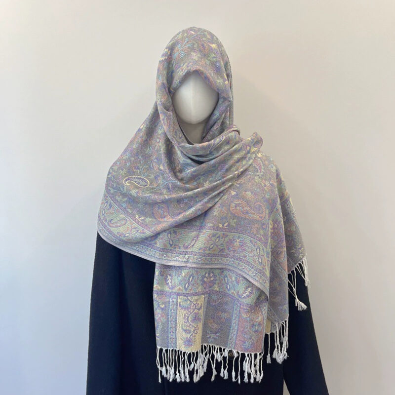 Light Purple Paisley Jacquard Tassel Shawl