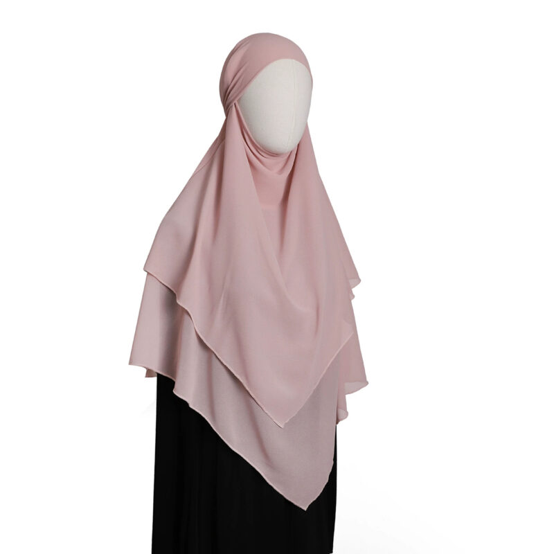 Nude Pink Pearl Chiffon Double-Layer Hijab