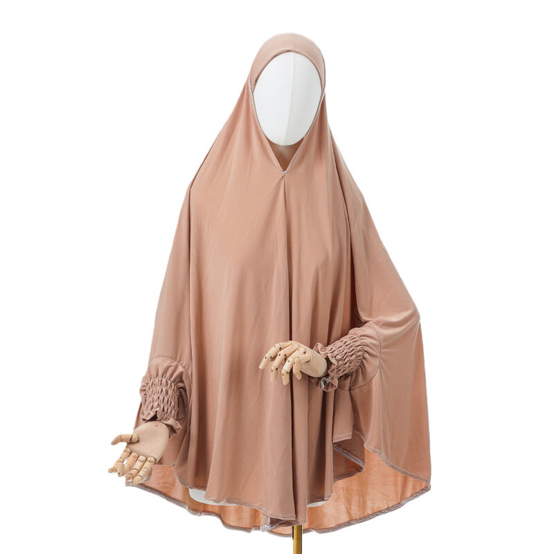Khaki Muslim Khimar Hijab with Sleeves