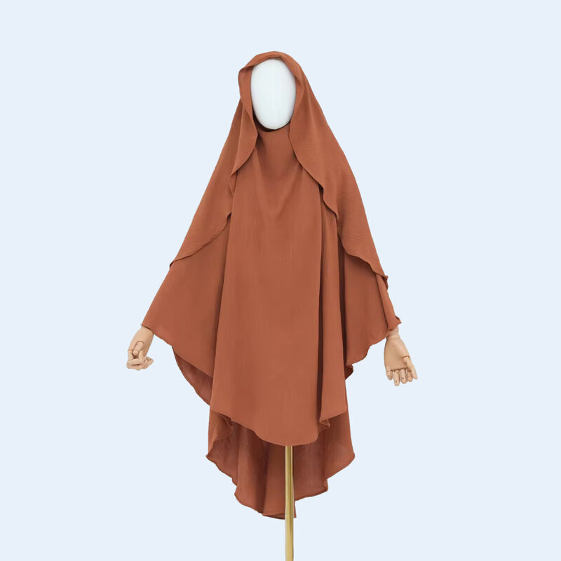 Brown Breathable Instant Khimar Hijab