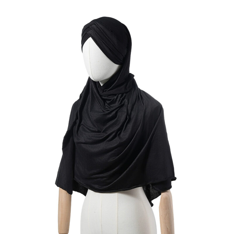 Women's black solid long headscarf