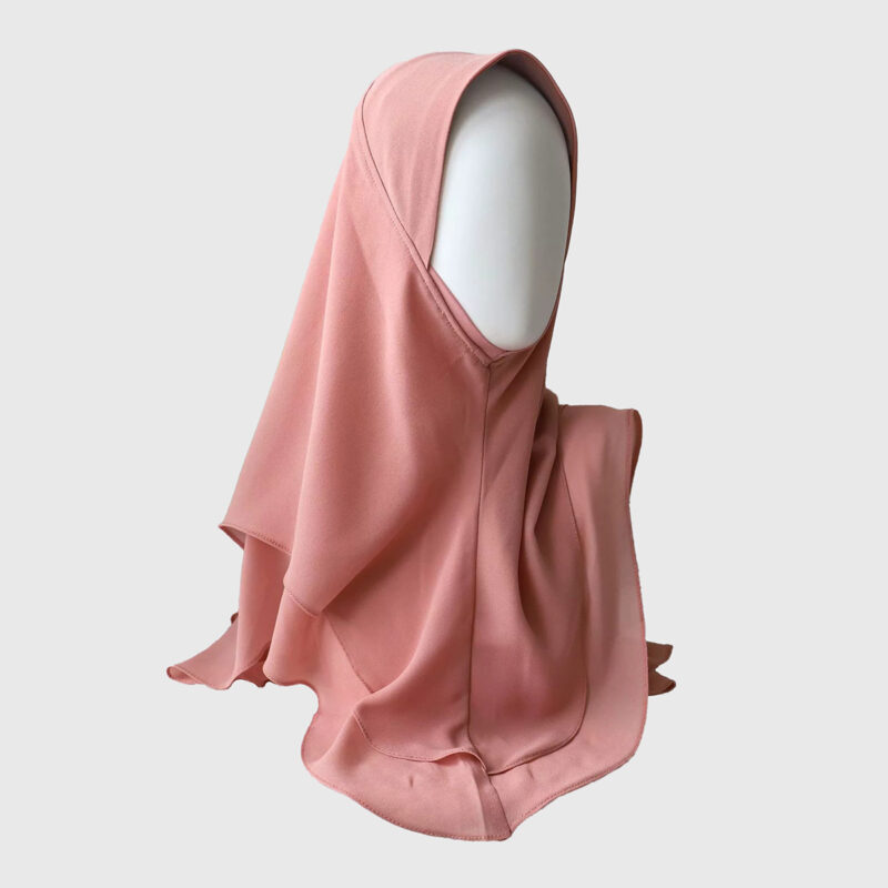 Apricot Pink Chiffon Hijab, Double Layer