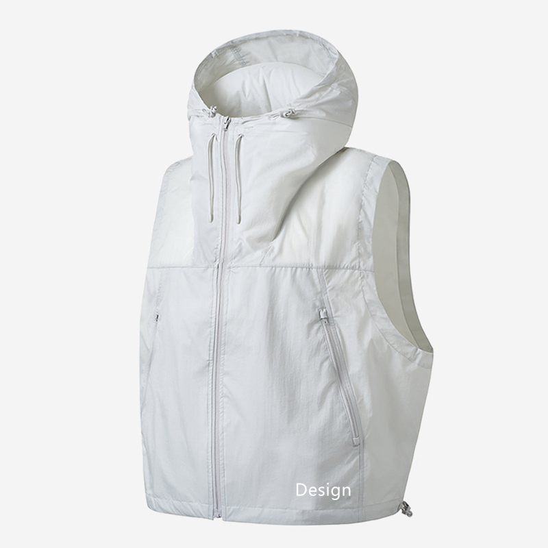 white hooded vest main view