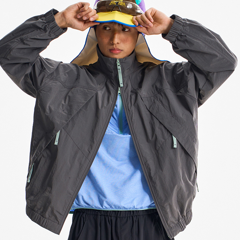 Men's Dark Gray Outdoor Windbreaker Jacket