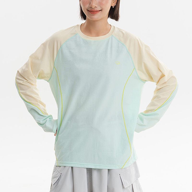 Women's mint green and beige raglan quick dry t-shirt