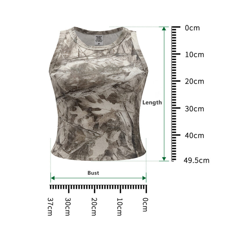 Marble Print Sleeveless Top Size Chart