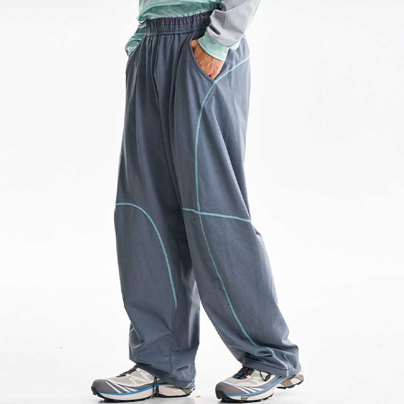 Gray wide-leg pants, side view