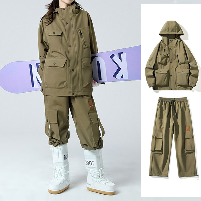 Dark Coffee Couple Outdoor Cargo Suit