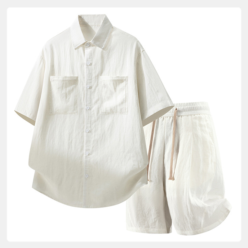 Off-White Old Money Shirt Shorts 2Pcs Set