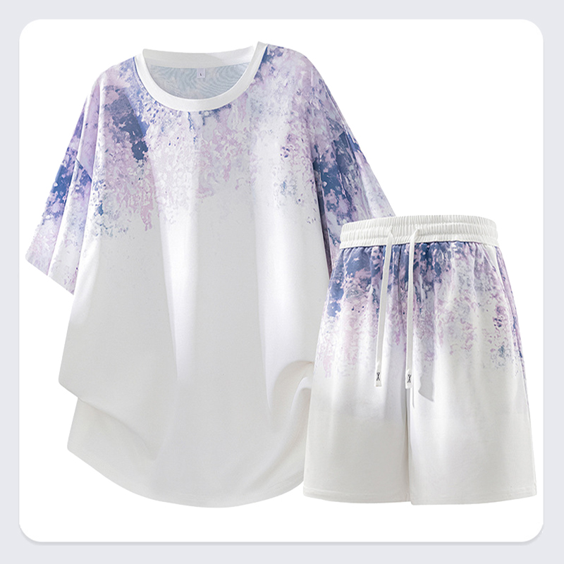 Purple Ice Silk Quick Dry Men Tracksuit Set