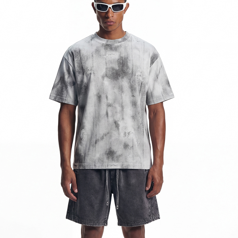 Men's Grey Spray Washed Two-Piece Set