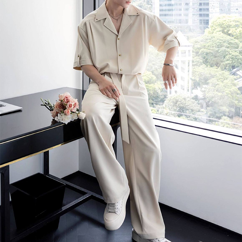 Apricot Men's Casual Set On Model